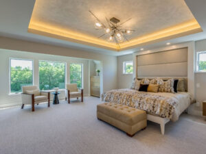 reconstructed and remodeled bedroom after storm damage repair in Cary NC