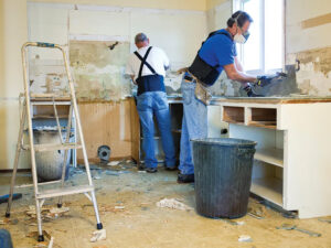 CareMaster contractors performing kitchen reconstruction for Greenville NC home after water damage