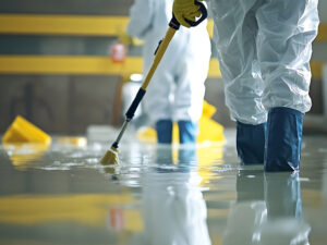 CareMaster Disaster Team cleaning up water damage from flood in Greenville NC