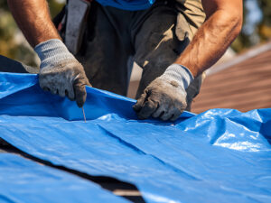 emergency tarping for a storm-damaged roof in Wilson NC