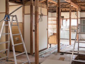 Raleigh NC kitchen undergoing reconstruction after fire damage