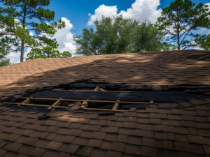 damaged roof missing shingles after wind storm in Cary NC