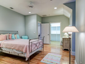fully restored bedroom after partial reconstruction due to fire damage in Holly Springs NC