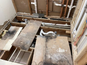 floor removal and repair during bathroom reconstruction in Wake Forest NC