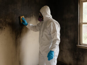 CareMaster tech performing smoke and soot removal in Holly Springs NC