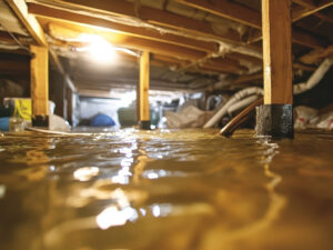 flooded crawlspace under Durham NC home
