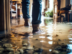 flooded home with severe water damage in New Bern NC