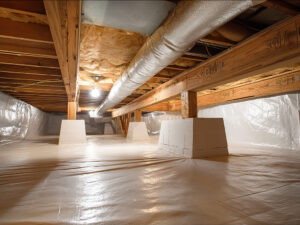 completely restored crawlspace after water removal and drying by CareMaster in Durham NC