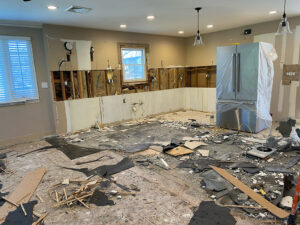 Apex NC kitchen after demolition and debris removal during renovation
