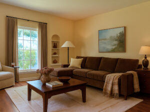 fully restored living room after flood damage cleanup in Goldsboro NC