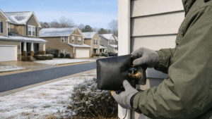 outdoor faucet insulated for winter to help prevent water damage in North Carolina home