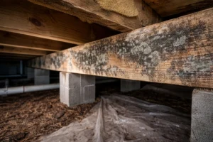 spring mold growth inside the crawl space of a home in NC