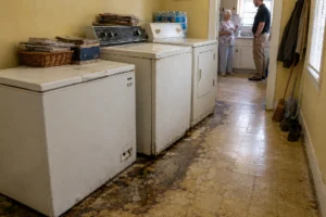 freezer leaking water in Apex, NC causing water damage in home