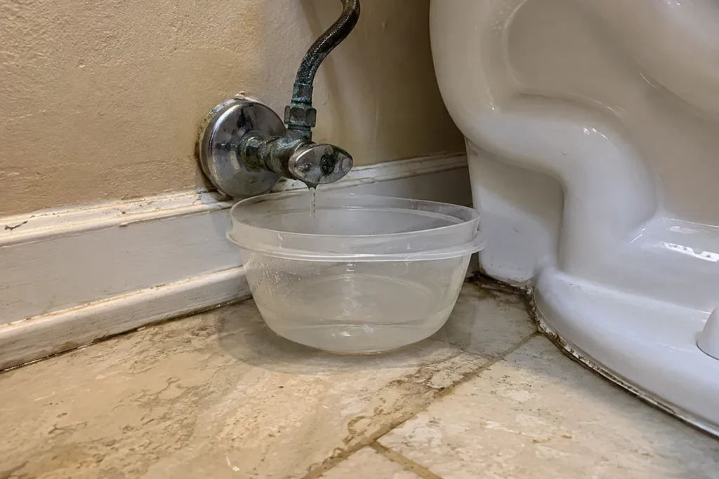 toilet supply line leak in Raleigh, NC
