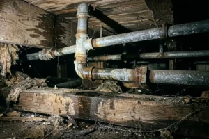 old plumbing showing water damage risks for Raleigh, NC property