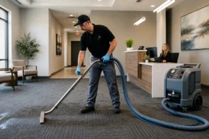 commercial water extraction and water damage cleanup in Durham, NC office space