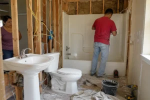 Greenville, NC couple attempting DIY bathroom remodeling but considering hiring a professional