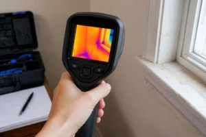 moisture mapping after water damage using thermal imaging inside an NC home