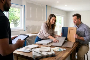 homeowners choosing better materials during property damage repairs