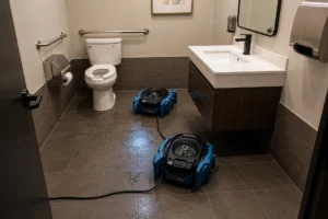 toilet overflow cleanup in Wake Forest, NC after bathroom water damage