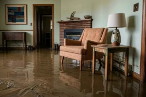 flooded NC home showing black water damage one of the three types of water damage